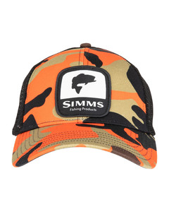 Фото Кепка Simms Bass Patch Trucker, Woodland Camo Flame