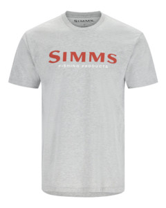 Фото Футболка Simms Logo T-Shirt, Grey Heather - Crimson, XL