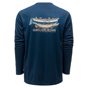 Футболка Grundens Drift Boat LS Tech Tee, Blue Abyss, XL