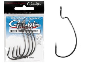 Фото Крючки офсетные Gamakatsu WORM 323 MONSTER HOOKS BLACK разм. 5/0 4шт.