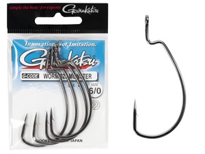 Фото Крючки офсетные Gamakatsu WORM 323 MONSTER HOOKS BLACK разм. 6/0 4шт.