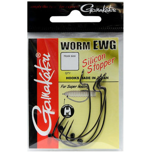 Фото Крючки офсетные Gamakatsu WORM EWG HOOKS SIL STOPPER BLACK р 4/0 4шт