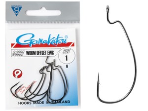 Фото Крючки офсетные Gamakatsu WORM OFFSET EWG HOOKS BLACK разм. 01 6шт.