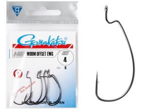 Фото Крючки офсетные Gamakatsu WORM OFFSET EWG HOOKS BLACK разм. 04 6шт.