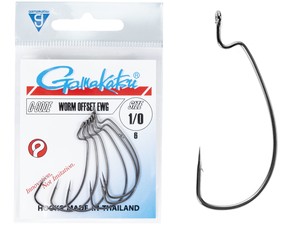 Фото Крючки офсетные Gamakatsu WORM OFFSET EWG HOOKS BLACK разм. 1/0 6шт.