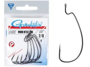 Фото Крючки офсетные Gamakatsu WORM OFFSET EWG HOOKS BLACK разм. 2/0 6шт.