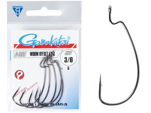 Фото Крючки офсетные Gamakatsu WORM OFFSET EWG HOOKS BLACK разм. 3/0 5шт.