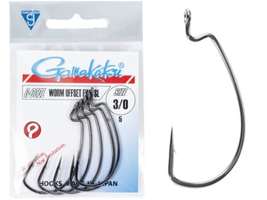 Крючки офсетные Gamakatsu WORM OFFSET EWG SL HOOKS BLACK разм. 3/0 5шт