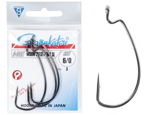 Крючки офсетные Gamakatsu WORM OFFSET EWG SL HOOKS BLACK разм. 6/0 3шт