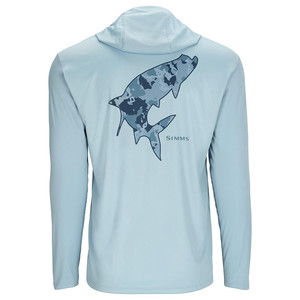 Фото Термофутболка Simms Tech Hoody - Artist Series, Steel Blue/Tarpon, M