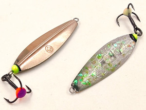 Фото Зимняя блесна Лиговка 4 37мм подвес мельхиор - зеленый малек