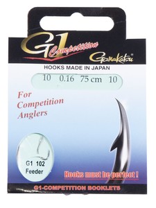 Фото Крючки с поводком Gamakatsu Booklet FEEDER G1-102 разм. 10-0.16мм 75см
