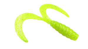 Твистер Big двойной хвост, 26см 75гр, 1шт лайм с блестками