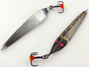 Фото Зимняя блесна Глазастая 45 серебро-латунь-черная