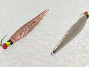 Фото Зимняя блесна MF Ice ребристая ККМ 42мм 3.8г впай мельхиор-медь