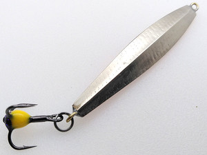 Фото Зимняя блесна РЯПА подвесной тройник 80мм/11гр мельхиор-медь