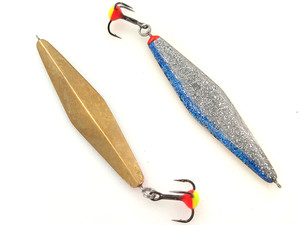 Фото Зимняя блесна Кобона 5 57мм мельхиор - голубой малек