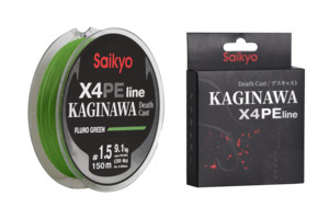 Шнур Saikyo KAGINAWA X4PE 150m, зеленый fluo #1.5 (0,205mm), 9,1kg