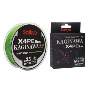 Шнур Saikyo KAGINAWA X4PE 150m, зеленый fluo #3.5 (0,31mm), 17,2kg