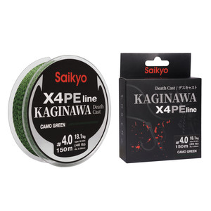 Шнур Saikyo KAGINAWA X4PE 150m, зеленый camo #4 (0,33mm), 18,1kg