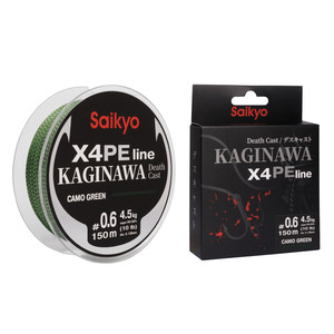 Шнур Saikyo KAGINAWA X4PE 150m, зеленый camo #0,6 (0,128mm), 4,5kg