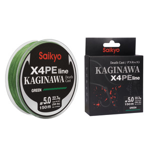 Шнур Saikyo KAGINAWA X4PE 150m, зеленый #5 (0,41mm), 22,7kg