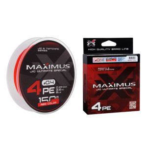 Фото Шнур Maximus 4PE 150m, красн.-оранж./fluo #0.8 (0,148mm), 6,1kg