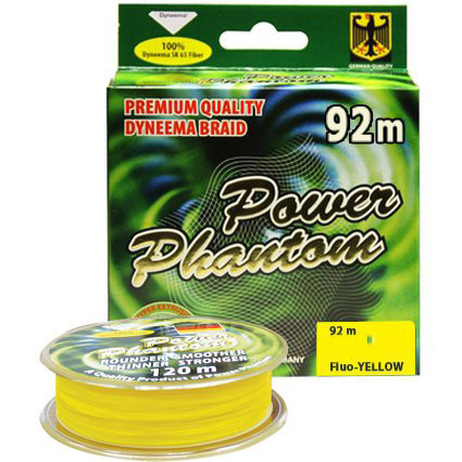 Фотография Шнур Power Phantom 4x, 92м, желтый, 0,12мм, 12кг