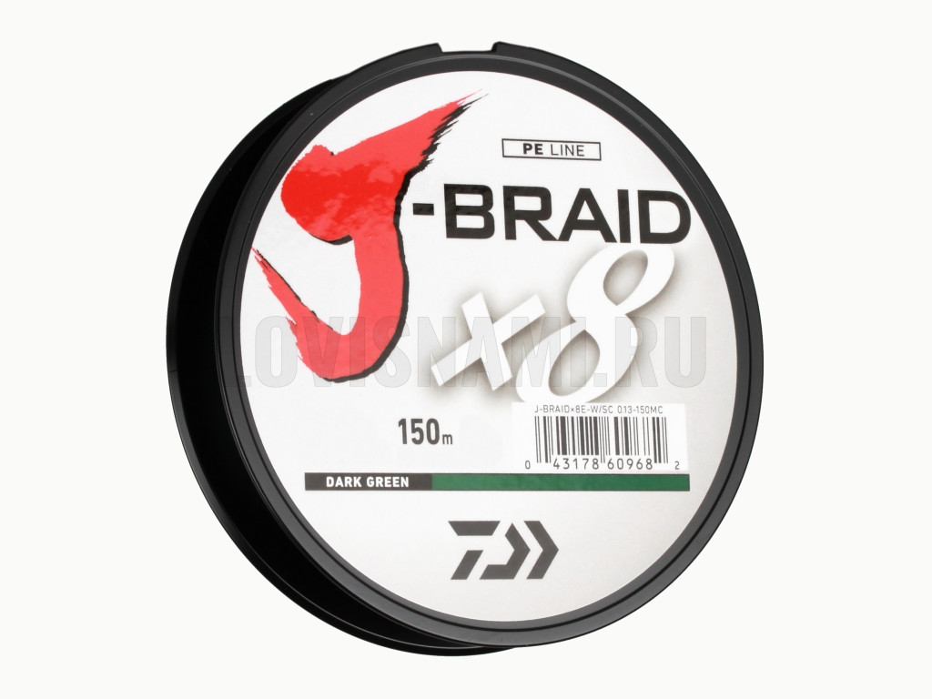 Фотография Шнур Daiwa J-Braid X8 Dark Green 0.18мм 26.5lb 150м