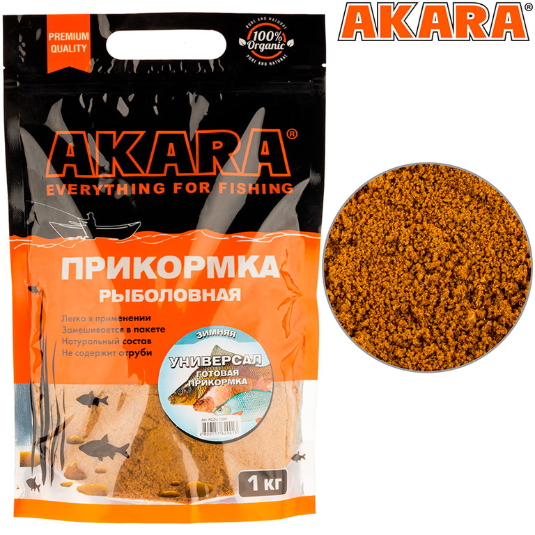 Фотография Прикормка Akara Premium Organic 1,0 кг зимняя готовая Универсал