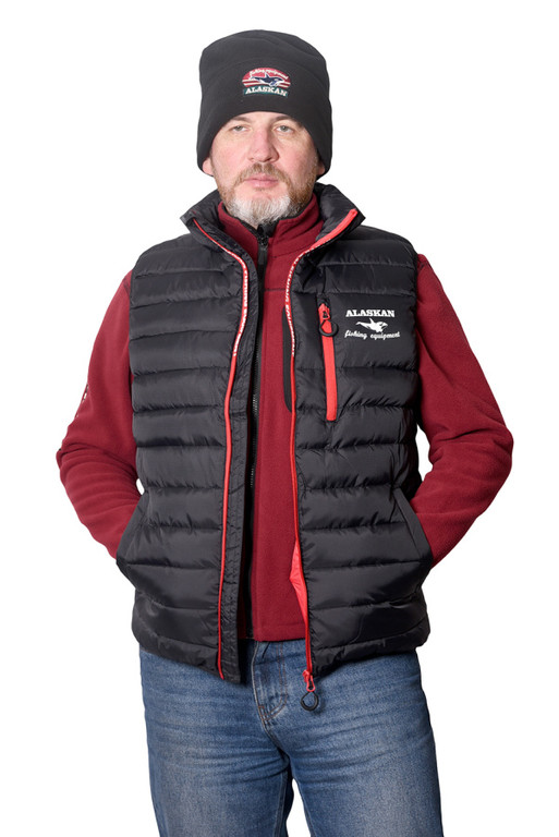 Фотография Жилет Alaskan Juneau Vest S утепленный стеганый черный /красный