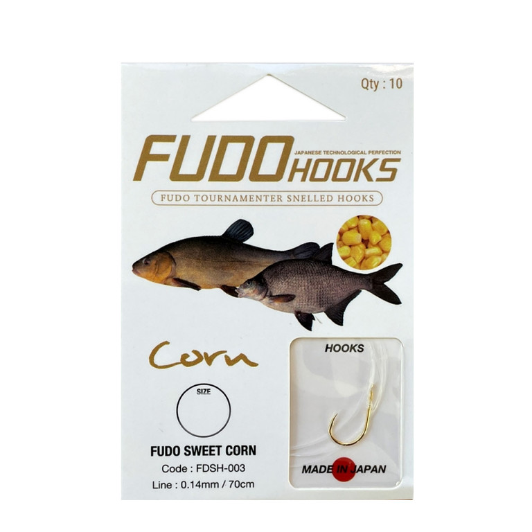 Фотография Крючок с поводком Fudo SwCorn FDSH SH0308 GD №8 0.16MM/70cm