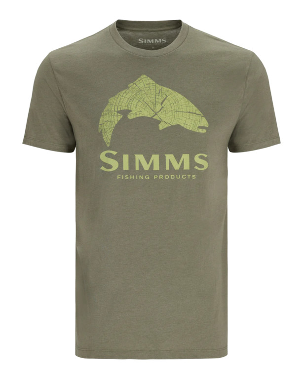 Фотография Футболка Simms Wood Trout Fill T-Shirt, Military Heather/Neon, XL