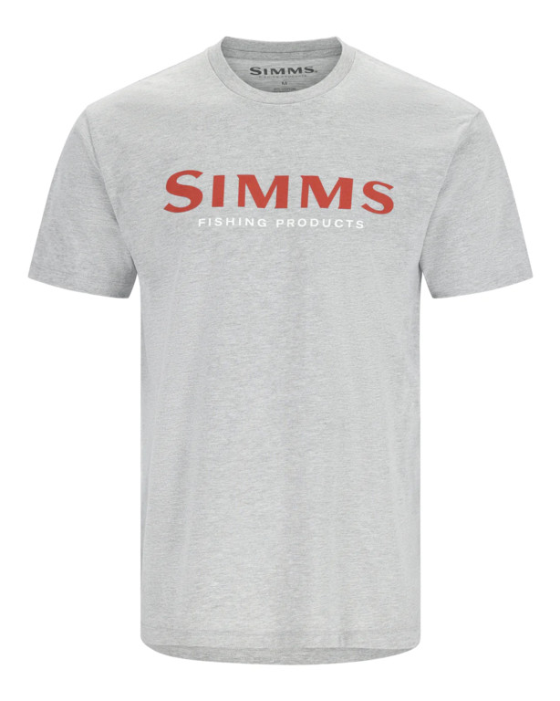 Фотография Футболка Simms Logo T-Shirt, Grey Heather - Crimson, L