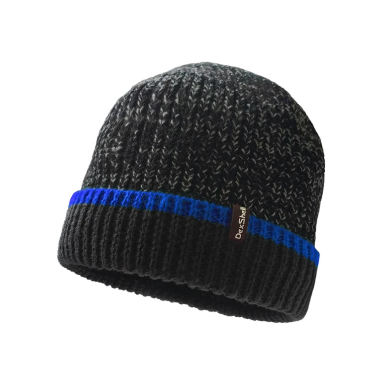 Фотография Шапка водонепроницаемая Dexshell Cuffed Beanie черная с cинем, р. S/M