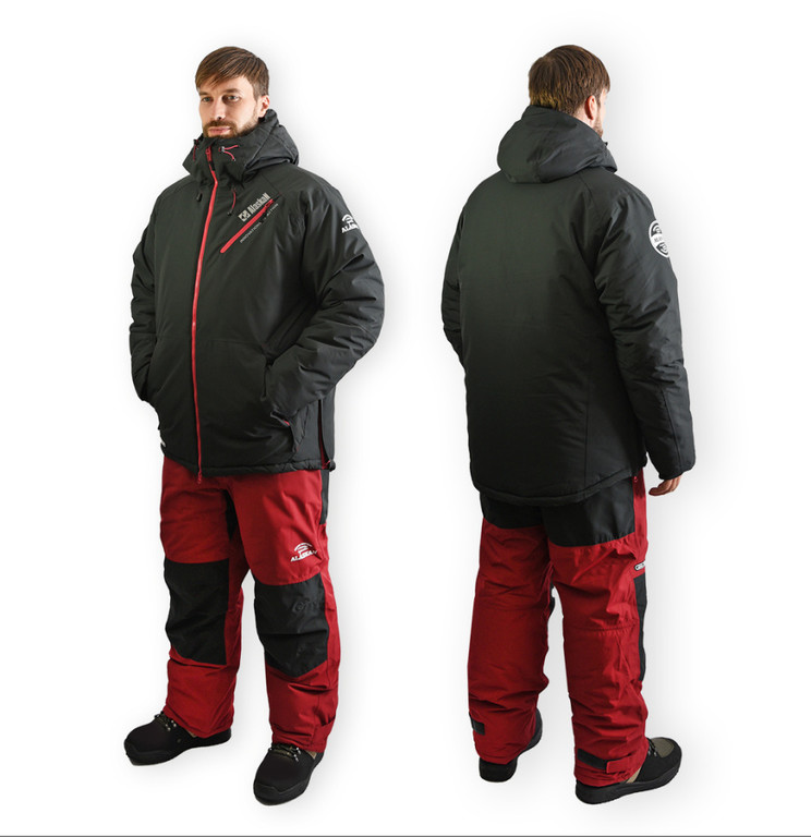 Фотография Костюм зимний Alaskan APACHE т.сер/бордовый XL(куртка+полукомбинезон)