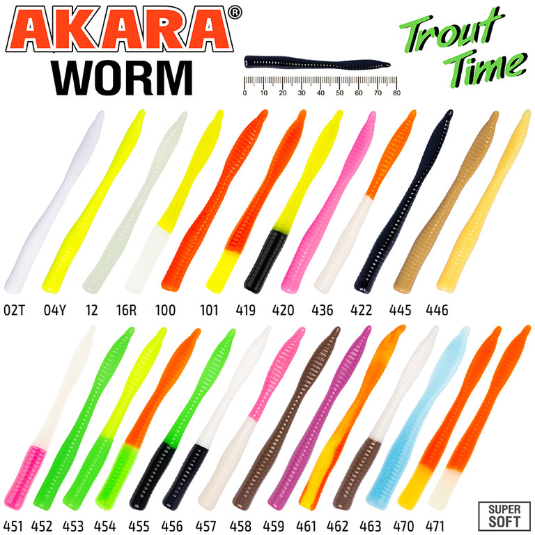 Фотография Силиконовая приманка Akara Trout Time WORM 3 Cheese 10 ш W3-460-CH-F10