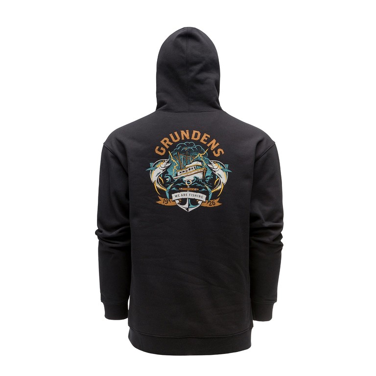 Фотография Толстовка Grundens Displacement DWR Hoodie Tuna Tattoo, Black, XXL