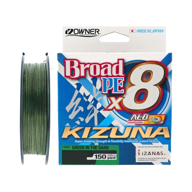 Фотография Шнур Owner Kizuna X8 Broad PE 4.0 Dark Green 0.29мм 135м 22.3кг