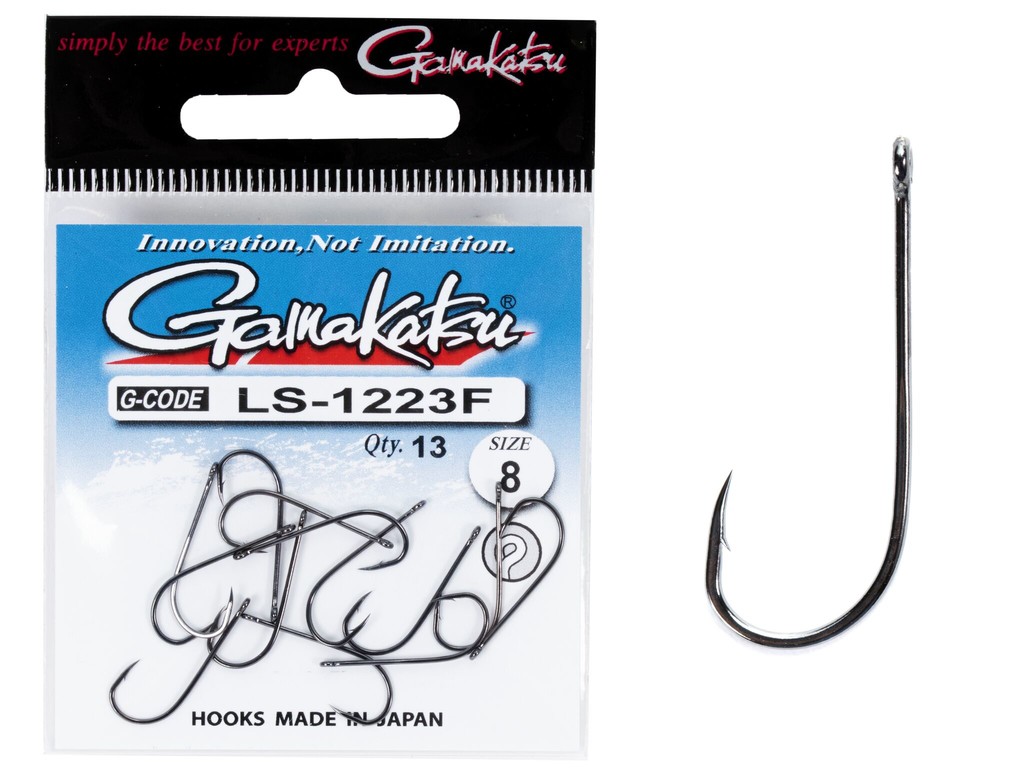 Фотография Крючки Gamakatsu LS-1223F LABEL EYED HOOKS BLACK разм. 08 13шт.