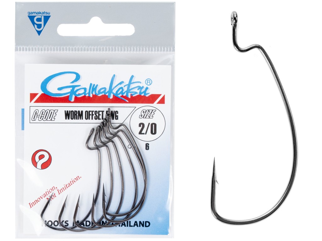 Фотография Крючки офсетные Gamakatsu WORM OFFSET EWG HOOKS BLACK разм. 2/0 6шт.