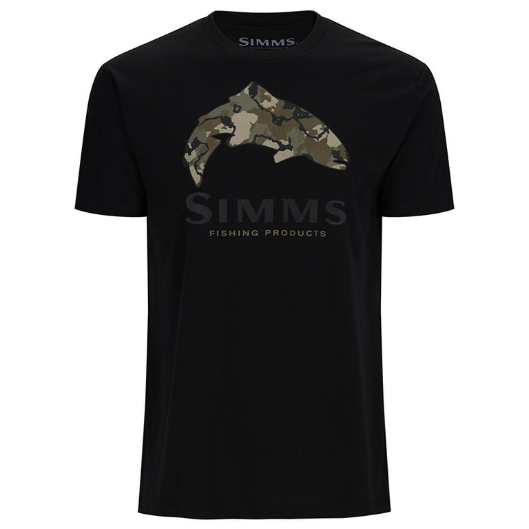 Фотография Футболка Simms Trout Regiment Camo Fill T-Shirt, Black, M