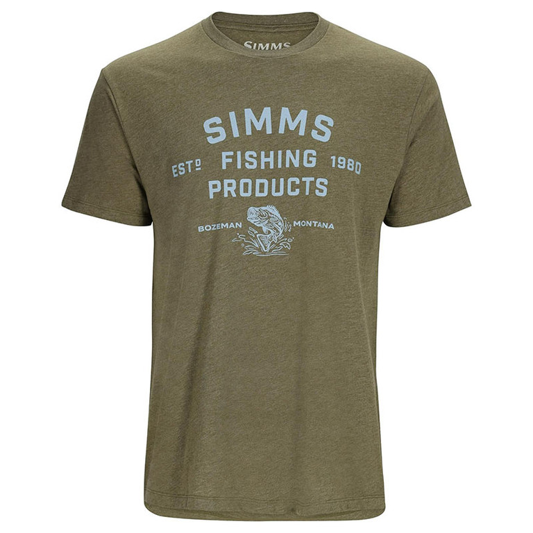 Фотография Футболка Simms Stacked Logo Bass T-Shirt, Military Heather, L