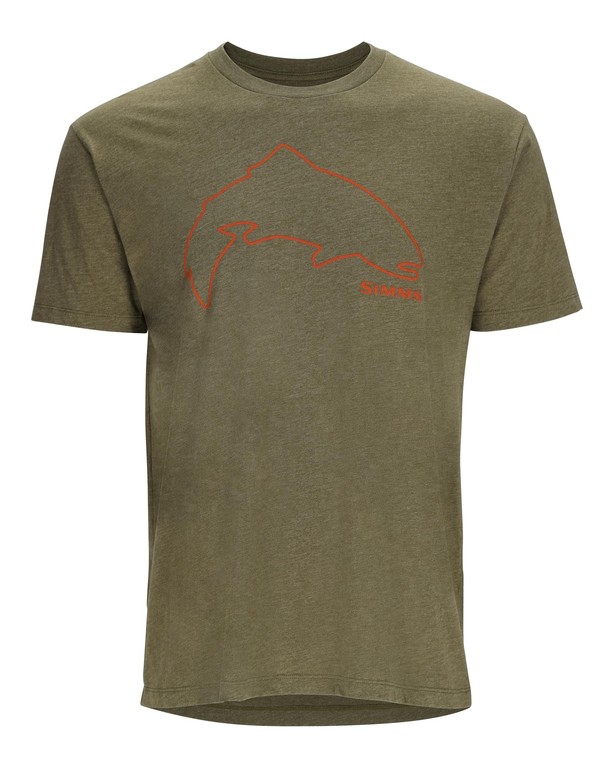 Фотография Футболка Simms Trout Outline T-Shirt, Military Heather, L