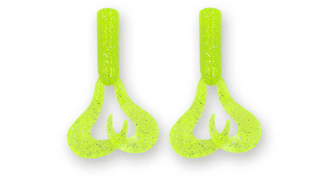 Фотография Хвост для бактейла Miuras Mouse Big, 42гр, цвет: лайм с блестками, 2шт