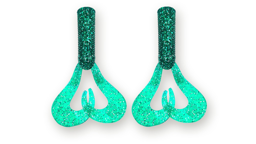 Фотография Хвост для бактейла Miuras Mouse Big, 42гр, цвет: изумруд с блест, 2шт