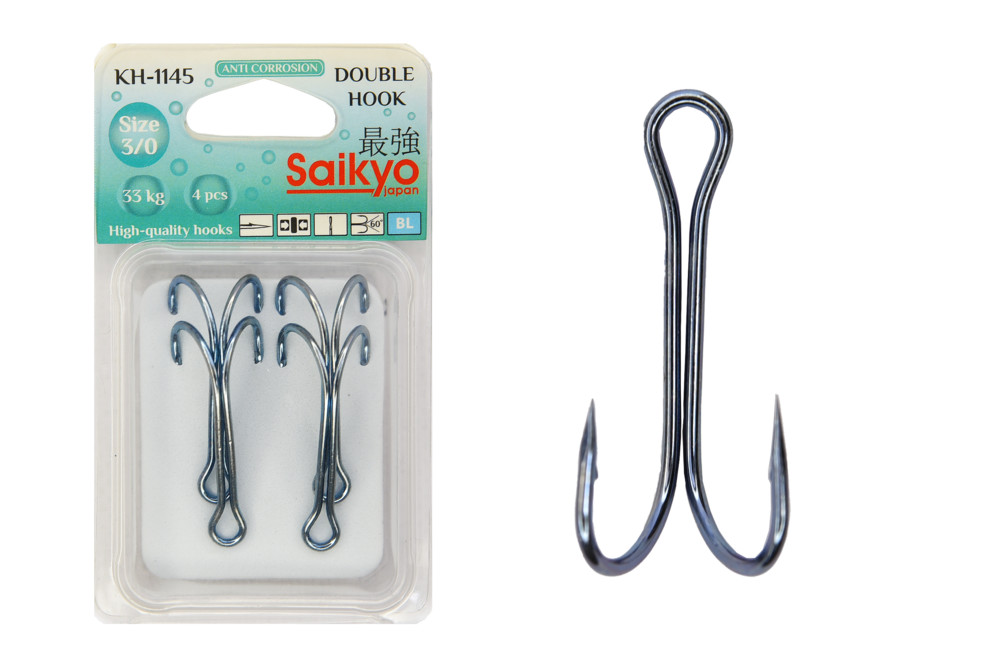 Фотография Крючки Saikyo двойн. KH-1145 №3/0 Blue (4шт)