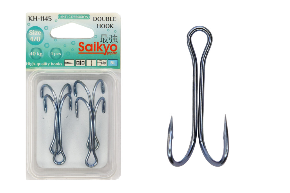 Фотография Крючки Saikyo двойн. KH-1145 №4/0 Blue (4шт)
