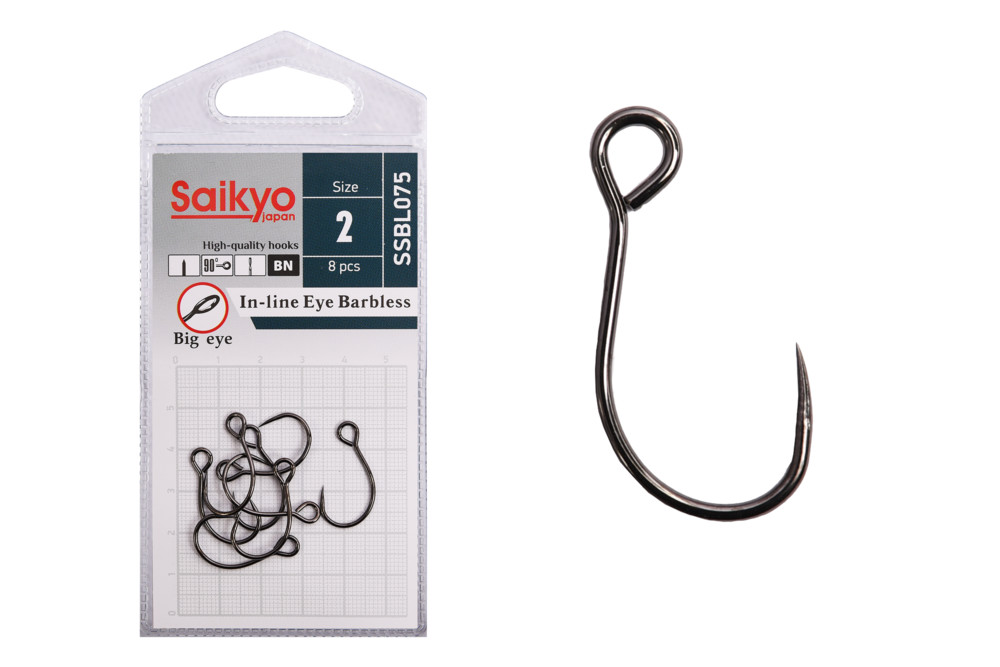 Фотография Крючки Saikyo SSBL075-BN IN-LINE EYE BARBLESS №2 (8 шт.)