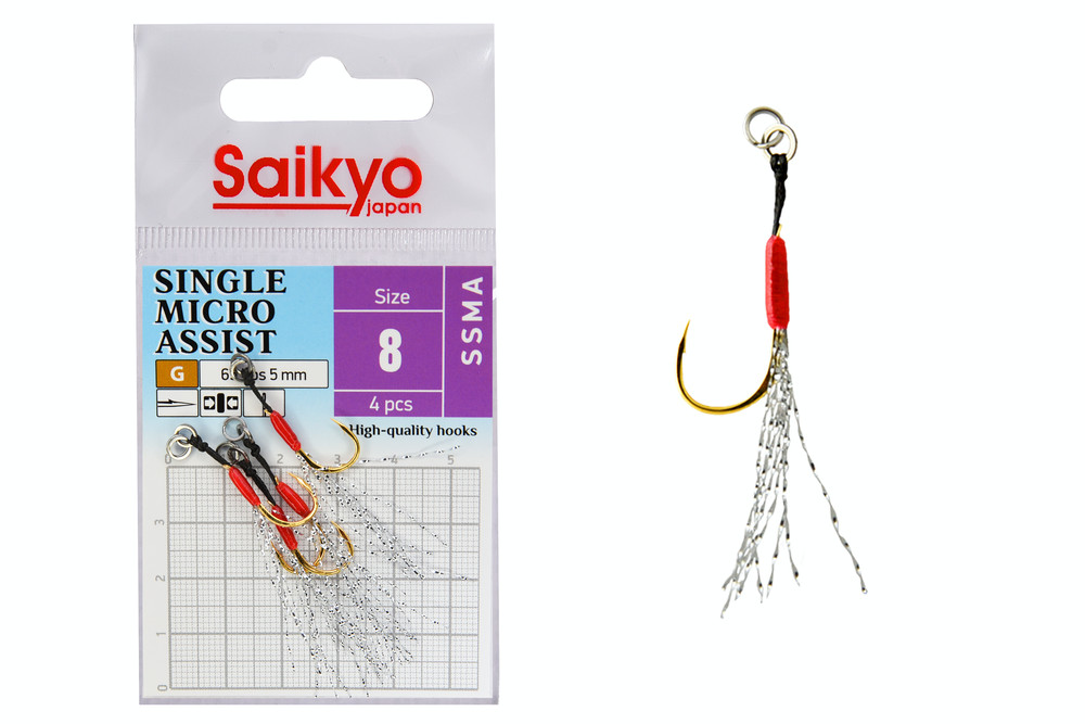 Фотография Крючки Saikyo SSMA SINGLE MICRO ASSIST №8 (4 шт)